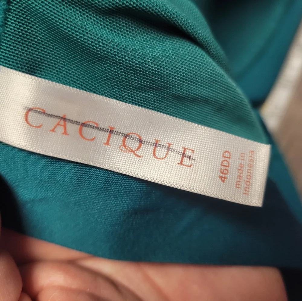 Cacique NWOT Turquoise Bra Lightly Lined Full‎ Coverage Size 46DD
